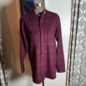 Pendleton Vintage 100% Virgin Wool Plaid Button Down Shirt SZ L